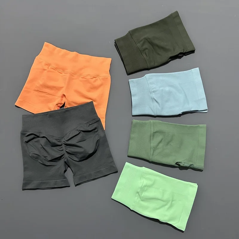 Фото HISTELLO спортивные шорты женские спортивные шорты Scrunch Booty фитнес байкерские короткие леггинсы для йоги для бега в тренажерном зале бесшовные леггинсы №2