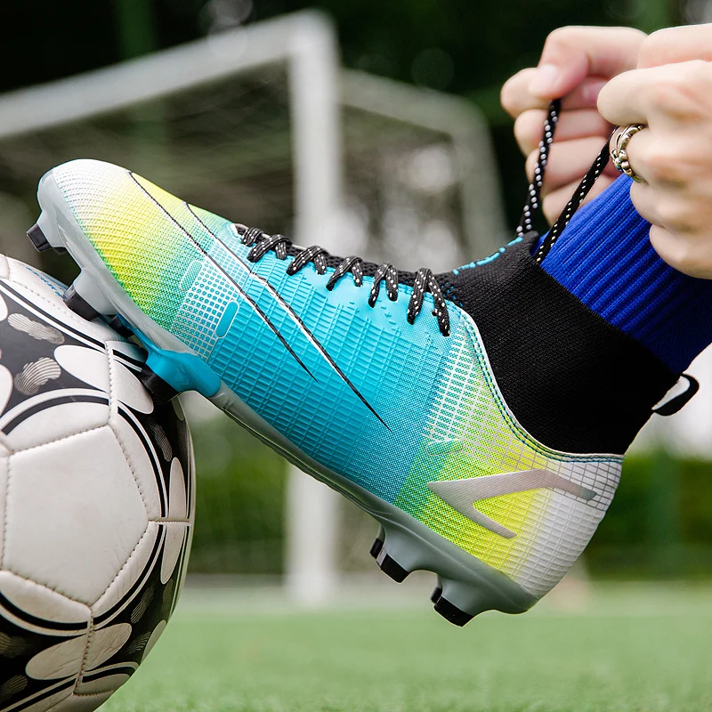 2023 New Football Boots For Men High-Top Soccer Shoes Anti-Skid Football Cleats Sport Sneakers For Kids Boy Krampon Futbol Erkek