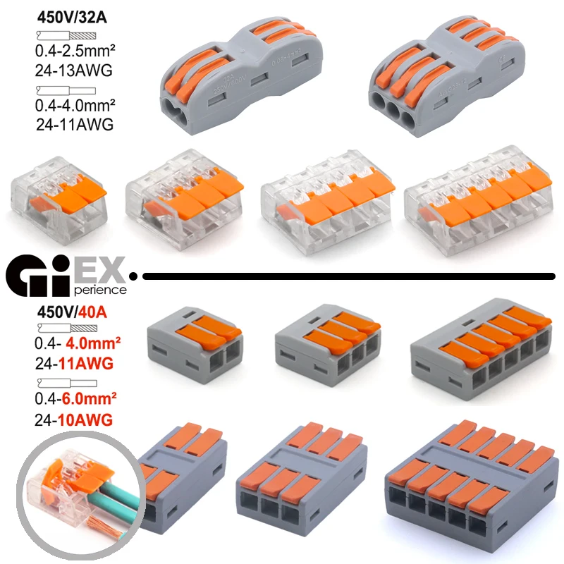 

0.4-6.0mm Mini Fast Universal Wire Connector Easy Quick Block Compact Conductor Spring Splicing Wiring Connector Energy Terminal