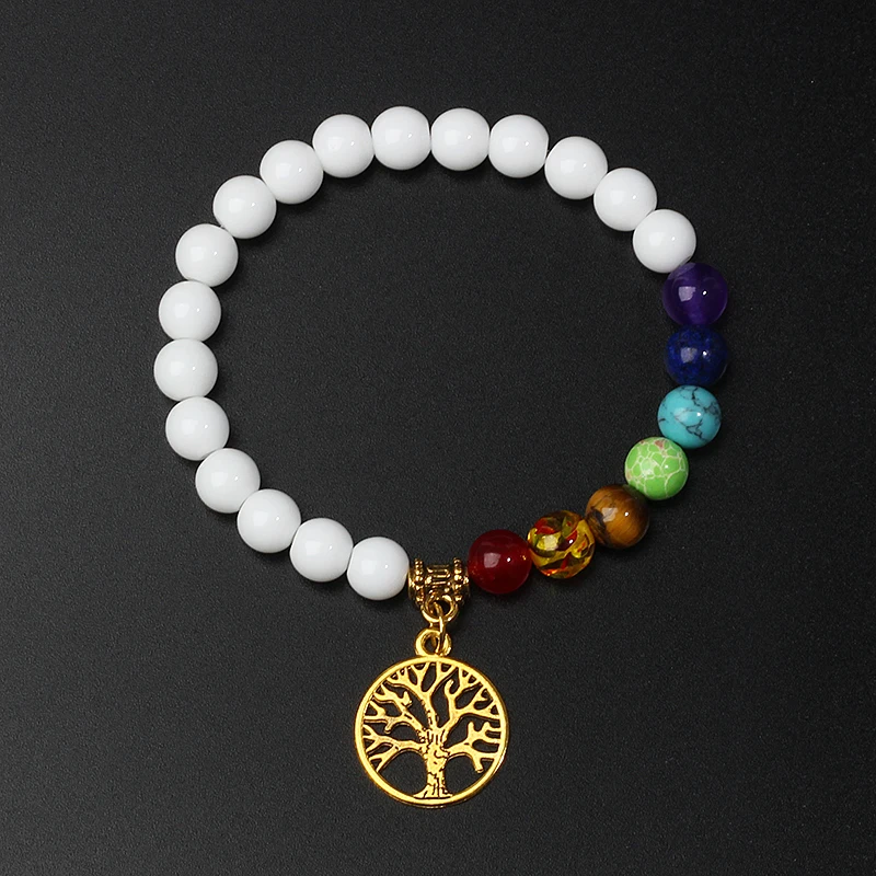 Life Tree 7 Чакр браслеты рейки тигровый глаз исцеление огромная Женская фотография |