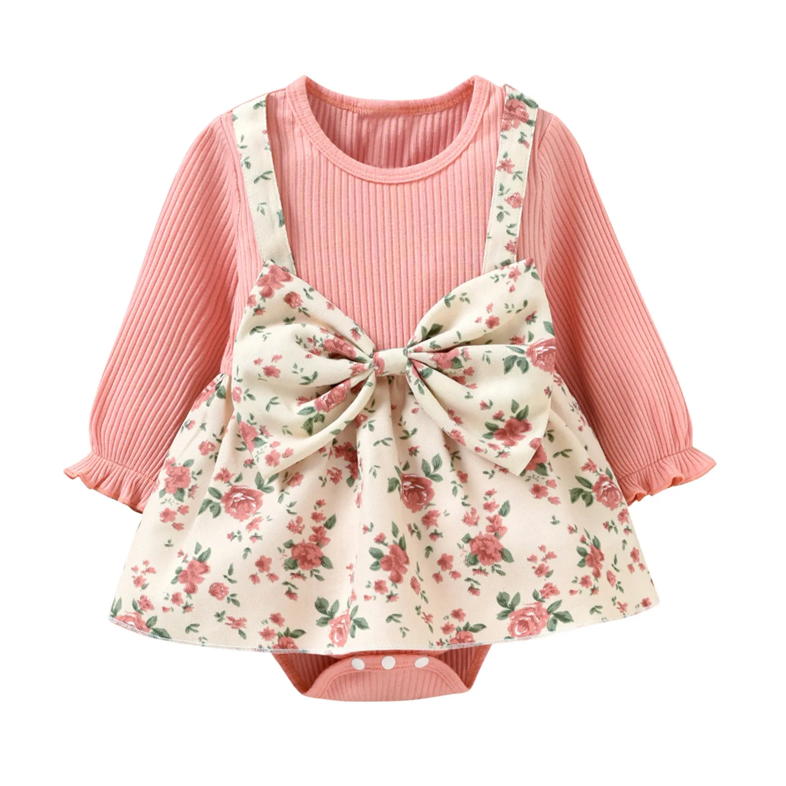 

Girl Outfits Bodysuit Infant Kids Romper Baby Tie Printed Ribbed Set Baby Girl Receiving Blanket And Headband Stuff for Newborns
