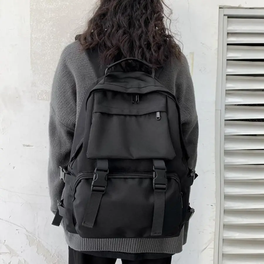 

Simple Backpacks Large Capacity Travel Bag Solid Harajuku Student schoolbag Backpack Women Man bag Unisex High Street