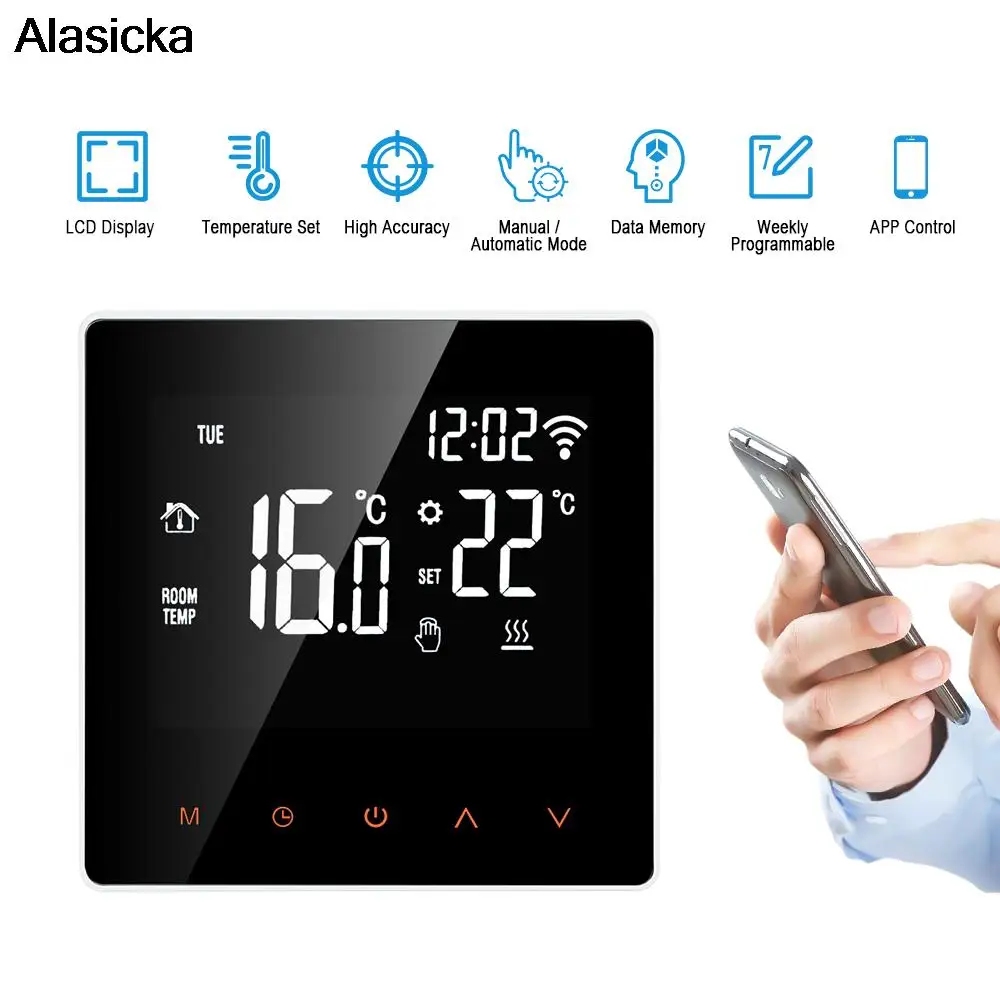 

Smart WiFi Thermostat Temperature Controller Water Electric Warm Floor Heating Water Gas Boiler Works with Echo Google Home Tuya