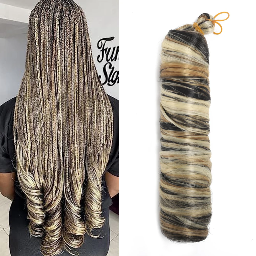 

Synthetic French Spiral Curly Box Braids 22Inch Loose Wave Braiding Hair Crochet Spanish Curly Silky Extensions for Women