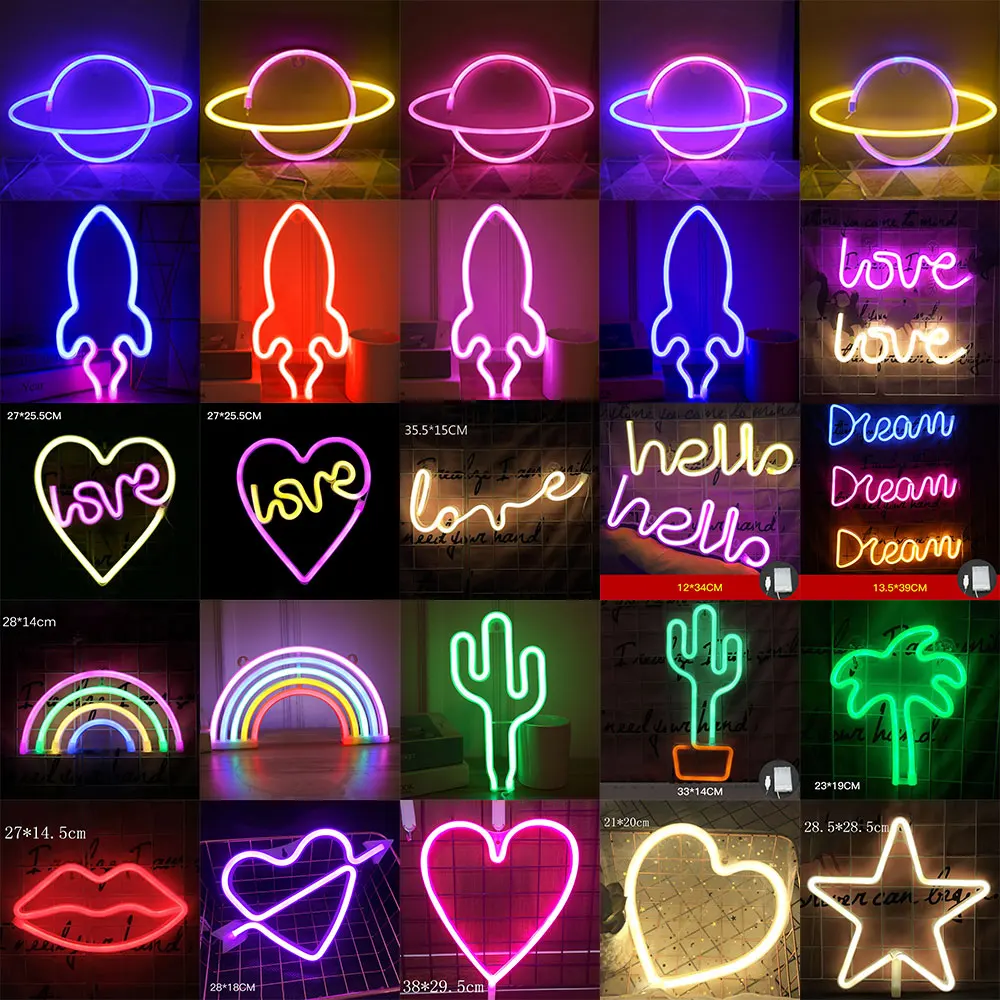 

3D Led Neon Light Sign Usb Battery Used Animal Neon Light Lamp Love Cloud Novelty Neon Signs for Room Decor Party Wedding Wall