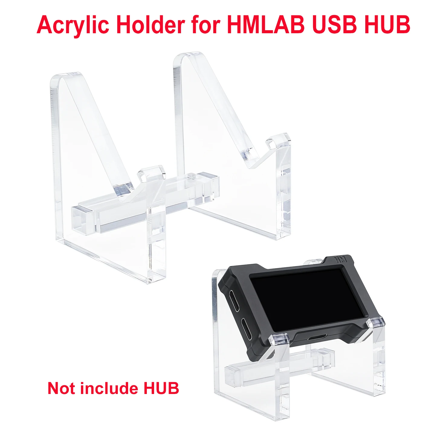 Фото Акриловая подставка для USB-хаба HMLAB, прозрачный акриловый держатель для игрового USB-хаба HM LAB ZNEO №1