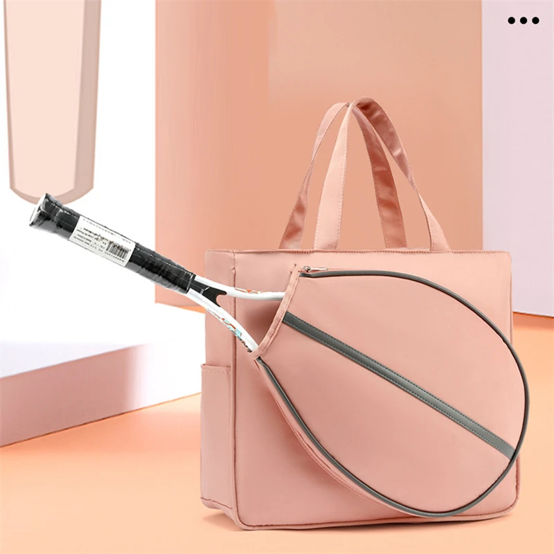 

Pink/White Color Tennis Badminton Racquet Shoulder Bag For Women Large Sport Waterproof Tote Handbag For Tennis Racket Gym Bag