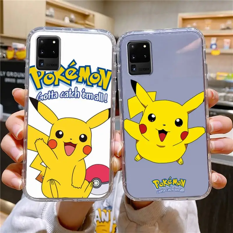 

Cute Pokemon Pikachu Phone Case For Samsung Galaxy S10 S10e A70 Edge S22 S23 Plus Ultra Note10 Transparent Cove