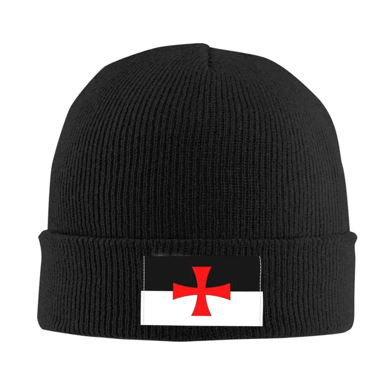 

Knights Templar Flag Skullies Beanies Caps Unisex Winter Knitting Hat Adult Medieval Warrior Crusades Cross Bonnet Hats Ski Cap