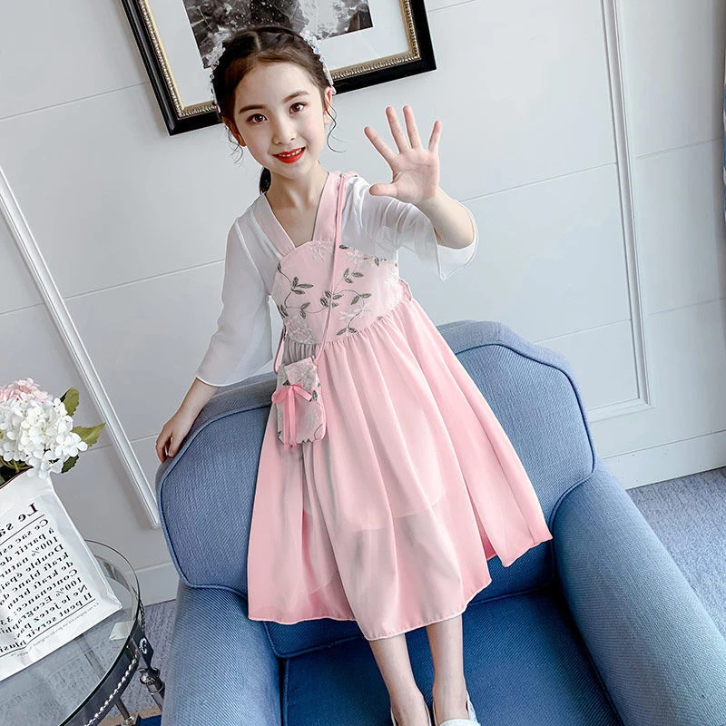 

Toddler Girls Dresses Summer 2023 Children's Clothing Girls Summer Hanfu Chinese Style Ancient Costume Dress Child 8 12 Year Old