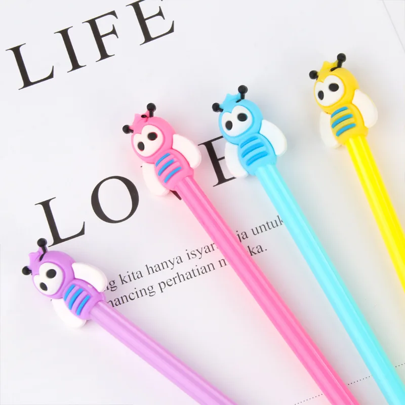 24 Pcs Wholesale Simple Creative Student Supplies Stationery Cartoon Bee Pen Signature Pen Black 0.5mm Wholesale Prizes