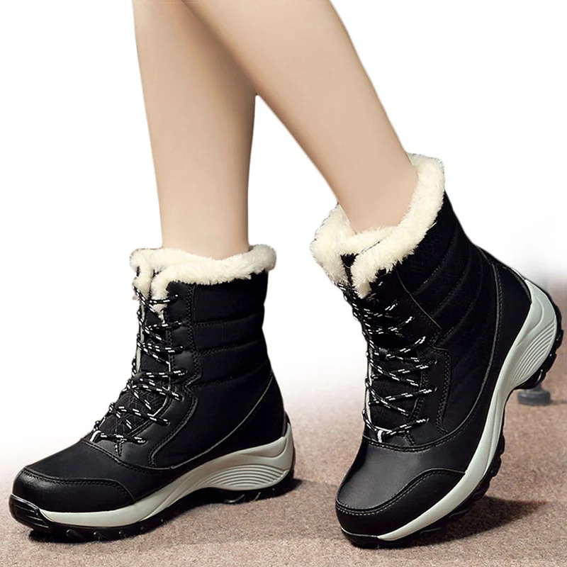 

Women Boots White Winter Shoes For Women Ankle Boots Super Warm Snow Botas De Mujer Black Platform Shoes With Heels Boots Female