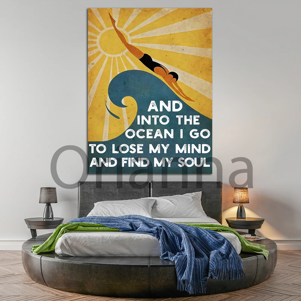 Hd Печатный постер с изображением плавания, вдохновленный "В океан я иду" винтажным современным декором дома модульных картин на холсте.