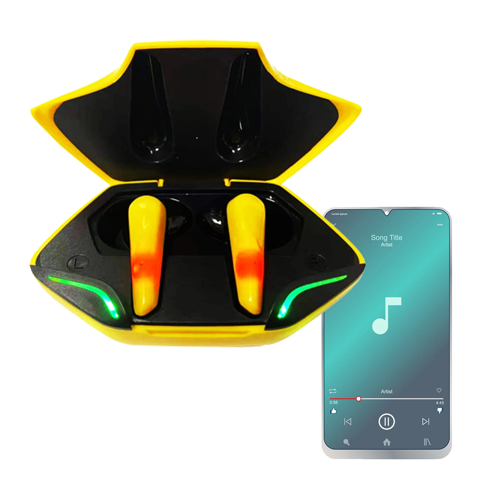 

Беспроводные наушники-вкладыши с низкой задержкой 5,0, наушники с Bluetooth, наушники-вкладыши с сенсорным управлением, Hi-Fi стереонаушники с прох...