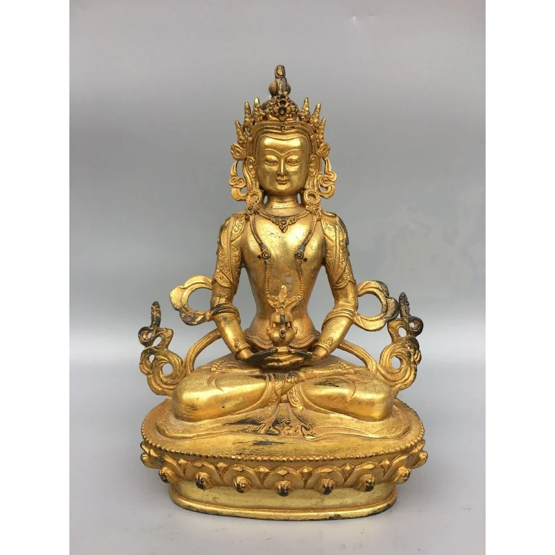 

8.3" Chinese Antique Tibetan Buddhism temple Bronze gilt Tara bodhisattva statue