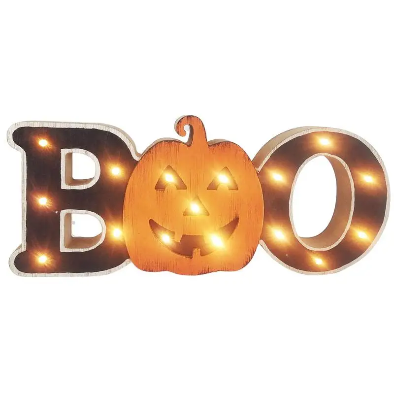 

Halloween Table Boo Sign Pumpkin Light Up Wooden Centerpiece Decor Party Table Decoration For Fall Autumn Party Table Decoration