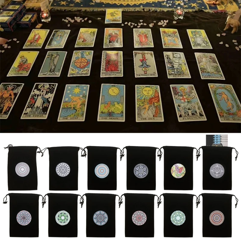 

Pendulum Divination Tablecloth Card Pad Runes Altar Table Cloth Board Game Drawstring Flannel Bag Tarots Storage Pouch