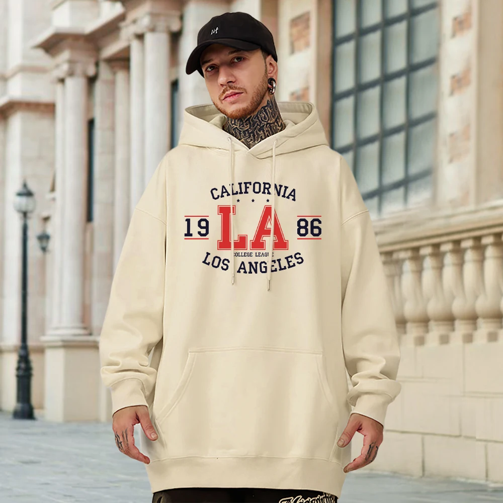 

Los Angeles California Collefe League 1986 Men Sweatshirt Street Hip Hop Clothing Loose Casual Tops Oversize Mans Cotton Hoodies