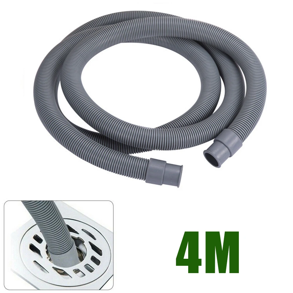 

4M Extension Pipe Flexible Soft Washing Machine Dishwasher Drain Waste Outlet Hose Universal Bathroom Kitchen Water Pipe