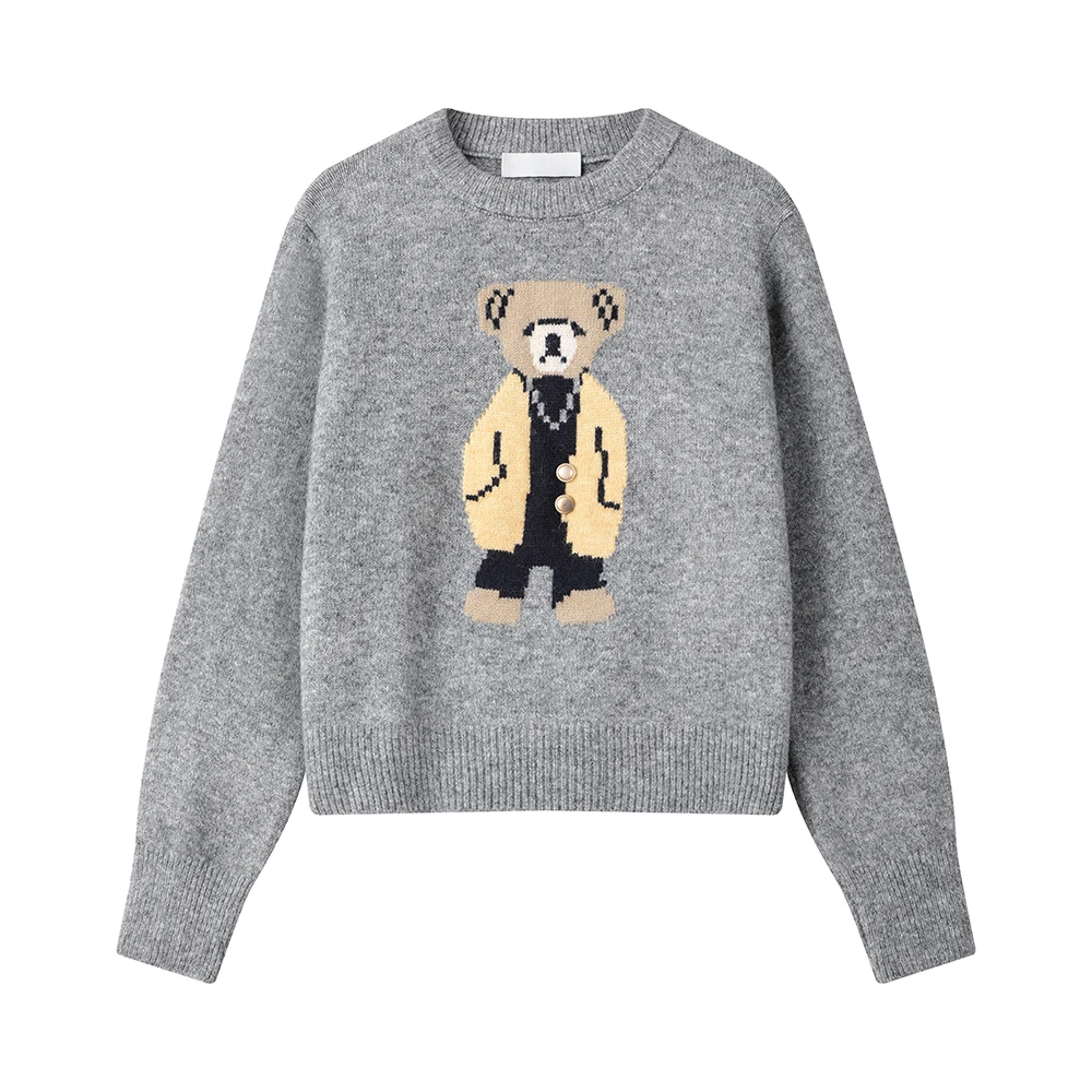 Xinmonlee Korean Sle Retro Knit sweater Winter Idle Soft Glutinous Casual Loose All-Matching Top