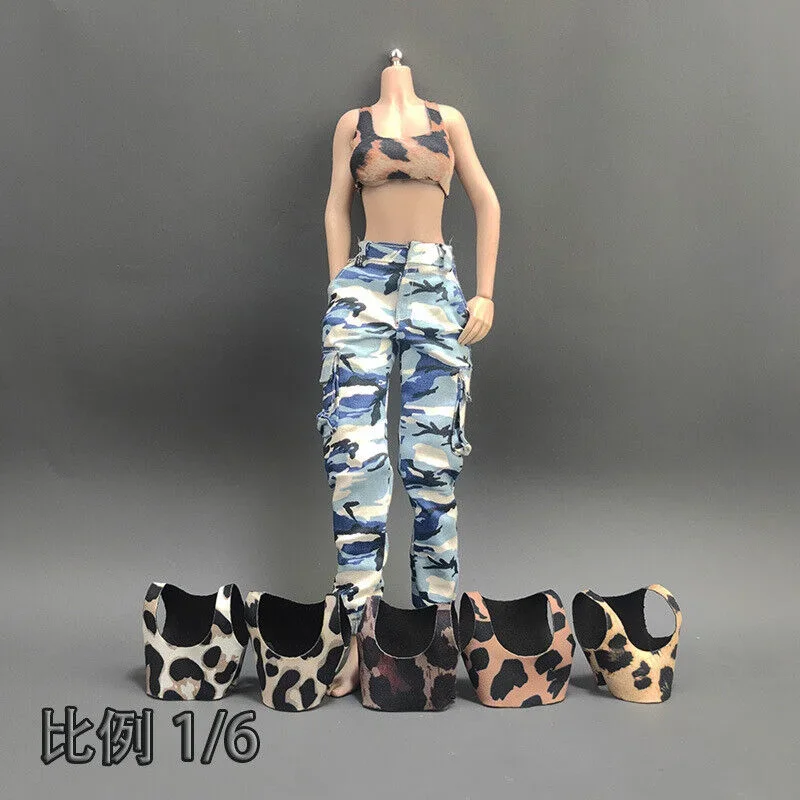 Масштаб 1/6 Высокоэластичный короткий жилет с леопардовым принтом для женщин 12