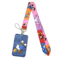 color mickey mouse key lanyard car keychain id card pass gym mobile phone badge kids key ring holder jewelry decorations