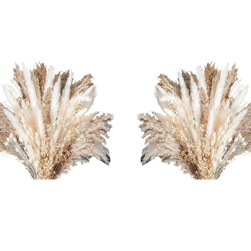 

200PCS Bouquet Natural Dried Pampas Grass Bouquet Dried Flower Boho Home Decor Bouquet For Wedding Floral