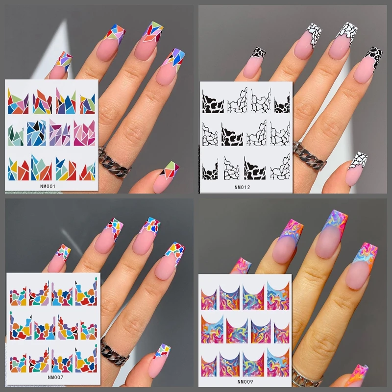 12 patterns Nail Art Slider Decals Marble Lines Transfer Stickers Rainbow Water Tattoo Sliders For Nails Manicure |