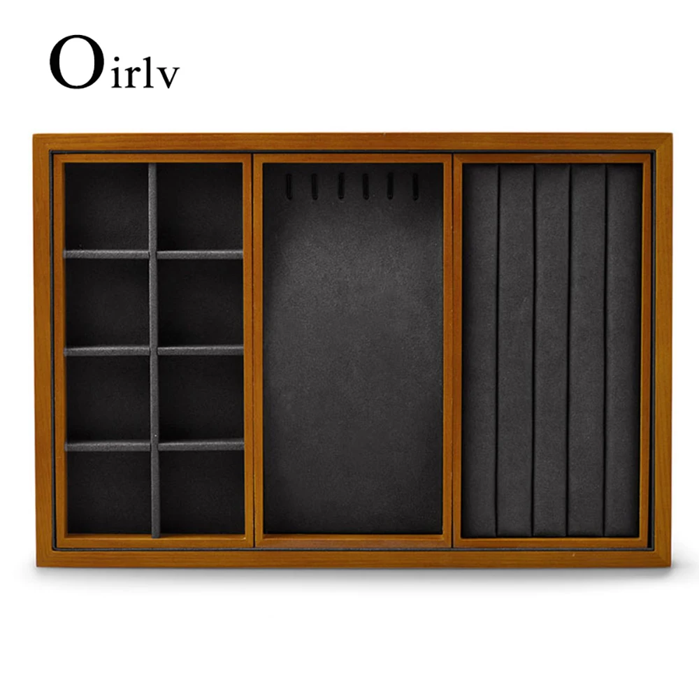 

Oirlv Многофункциональный поднос для демонстрации ювелирных изделий Деревянное кольцо Ожерелье Браслет Лоток для хранения Ретро Ювелирный магазин Поддон Реквизит