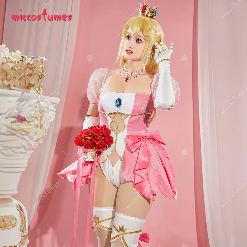 Miccostumes x Mobbunny Bride персиковый свадебный костюм для косплея розовый сексуальный