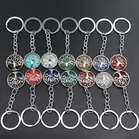 selling natural crystal stone original keychain tree of life lucky key ring car decor bag keyring reiki fashion accessories 1pc