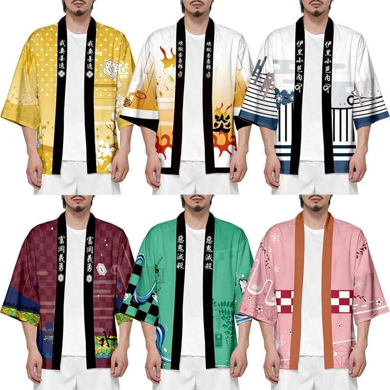 

Demon Slayer Haori Cardigan Kimono Kinetsu No Yaiba Cosplay Costume Cape Tomioka Giyuu Agatsuma Zenitsu Cloak Cape