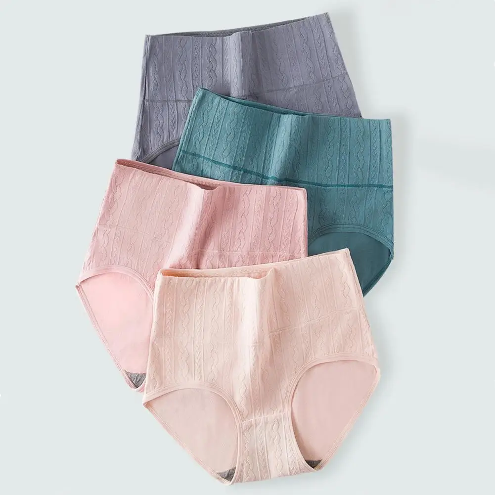 

Comfortable Women Underwear High Waist Tummy Control Women's Briefs Seamless Twisted Pattern Soft Breathable Elastic Anti-septic