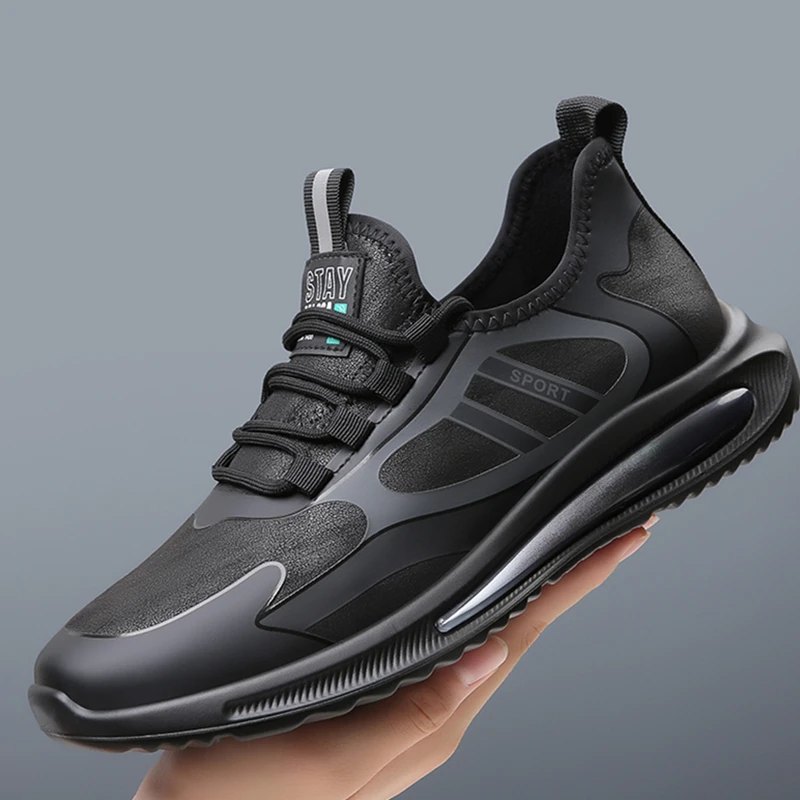 Men Leather Sneakers Trend Running Shoe Italian Breathable Male Non-Slip Footwears Vulcanized Outdoor Sport Hiking Walking Shoes