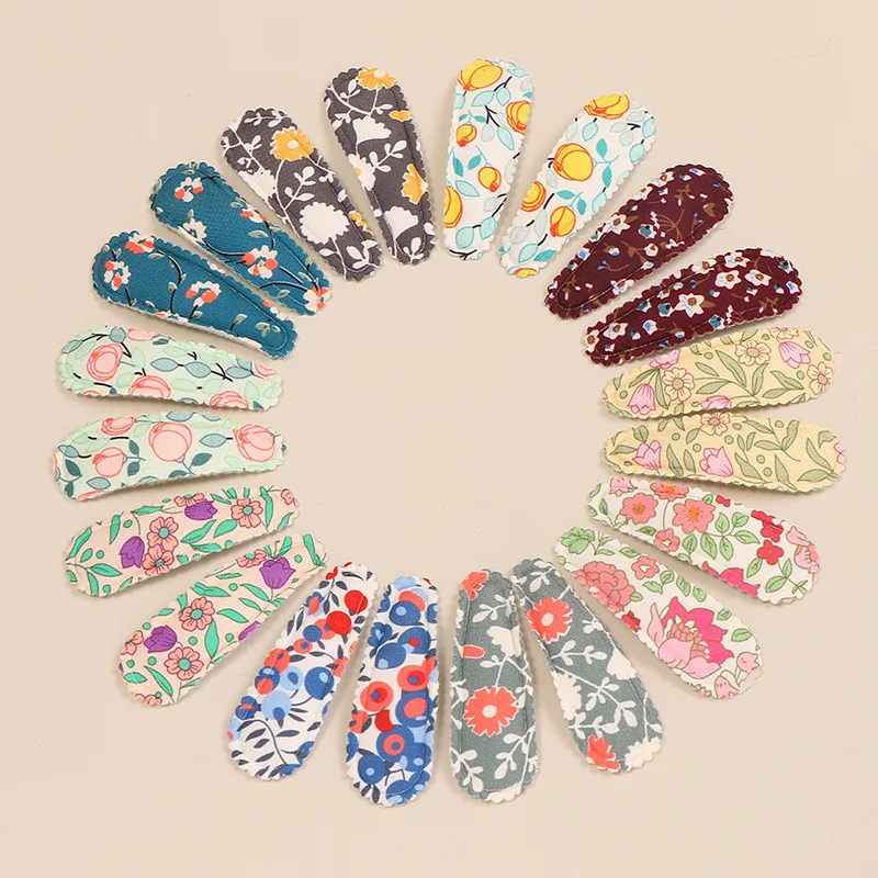 

100 PCS/Lot, 2.15" Baby Girls Snap Clips Floral Hairpins Ins Princess BB Clip Kids Accessories Hairgrips