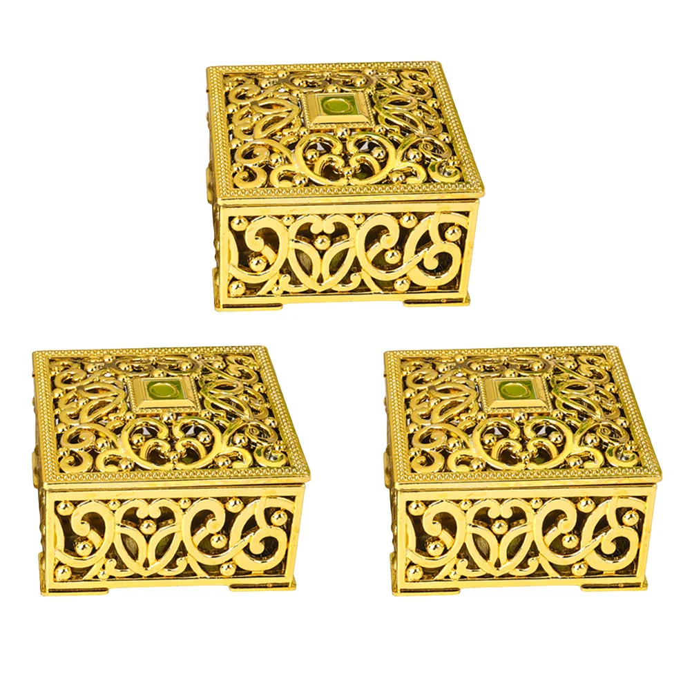 

24PCS Hollow Out Flower Pattern Gift Boxes Square Mini Plastic Candy Boxes Packaging Case Party Favors (Golden)