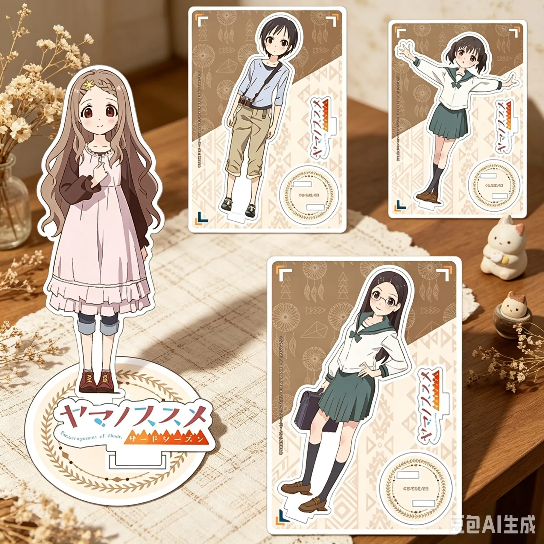Фото Новая акриловая подставка в стиле аниме Yama no Susume, 15 см, модель для декора рабочего стола, коллекционный сувенир, подарок для фанатов, брелок №1