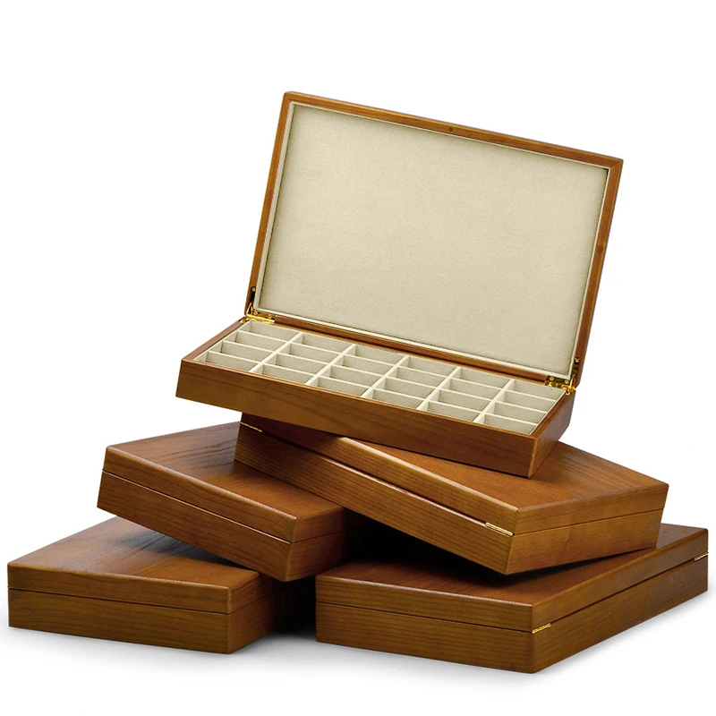 Oirlv Solid Wood Ring Organizer Box with Microfiber Jewelry Storage Case for Necklace Stud Earrings Bangle