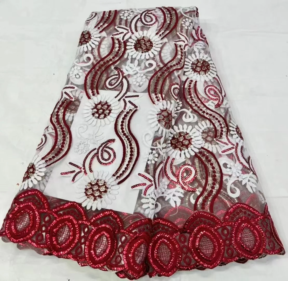 

Тюль кружевная ткань Африканская кружевная ткань 2022 высококачественное кружево с блестками вышивка нигерийские кружевные ткани для свадьбы 5 ярдов