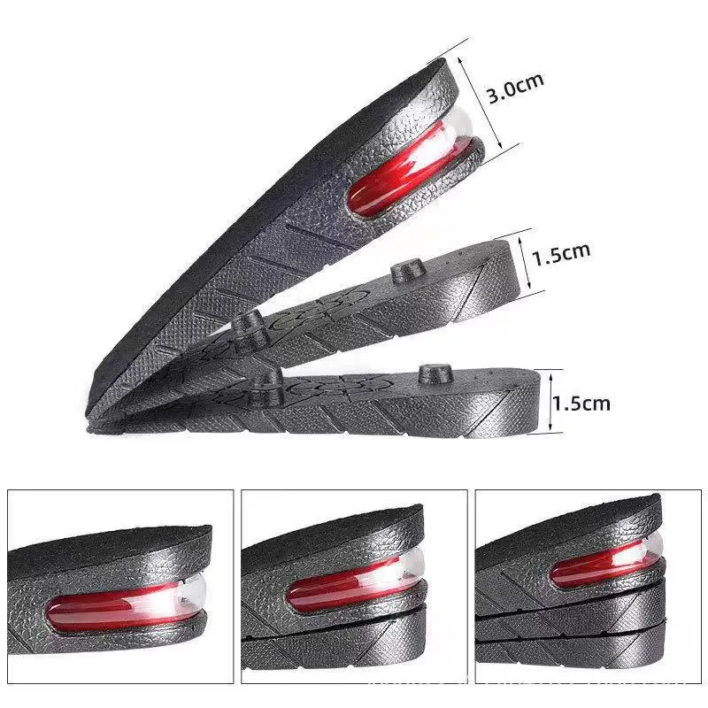 3-6cm Height Increase Insoles Half Cushion Invisible Elevator Shoes Cushion  Sneakers Heel Lifting Insert Heighten Unisex Summer