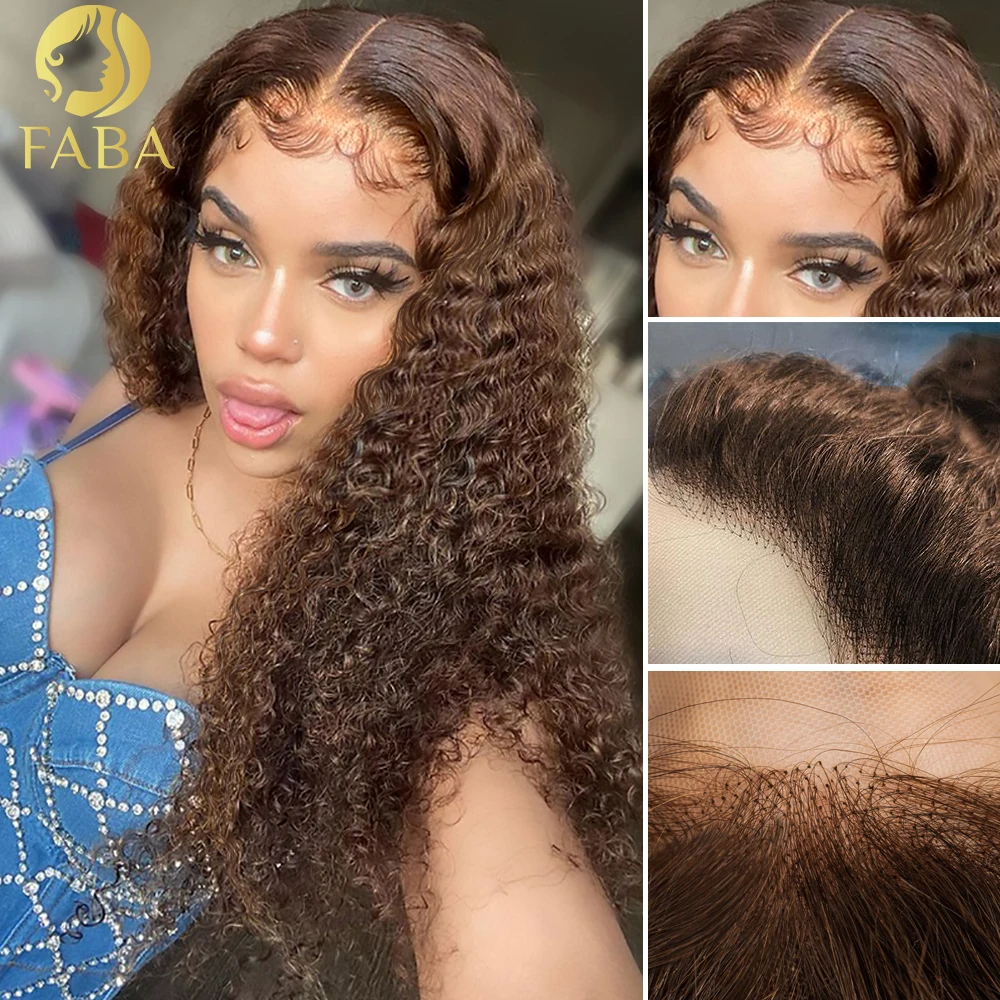 Real Hair 13x6 Wigs Brown Women's Curly Wigs 13x4 Lace Front Wigs Bob Wigs Brazilian Girls Human Hair New Deep Curly Wigs