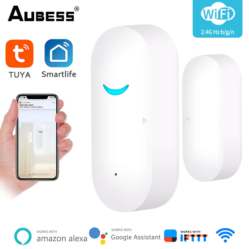 

Tuya Smart WiFi Door Sensor Door Open / Closed Detectors Window Sensor App Notification Alert Alarm Support Alexa Google Home