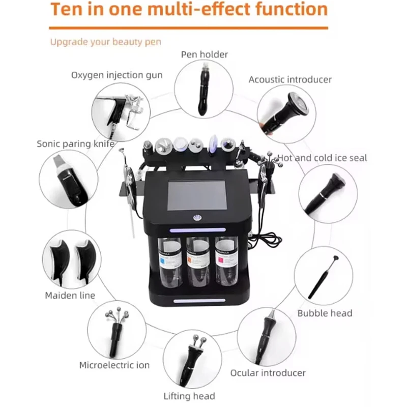 Новый 10 в 1 аппарат для ухода за лицом микродермабразии водный кислородный