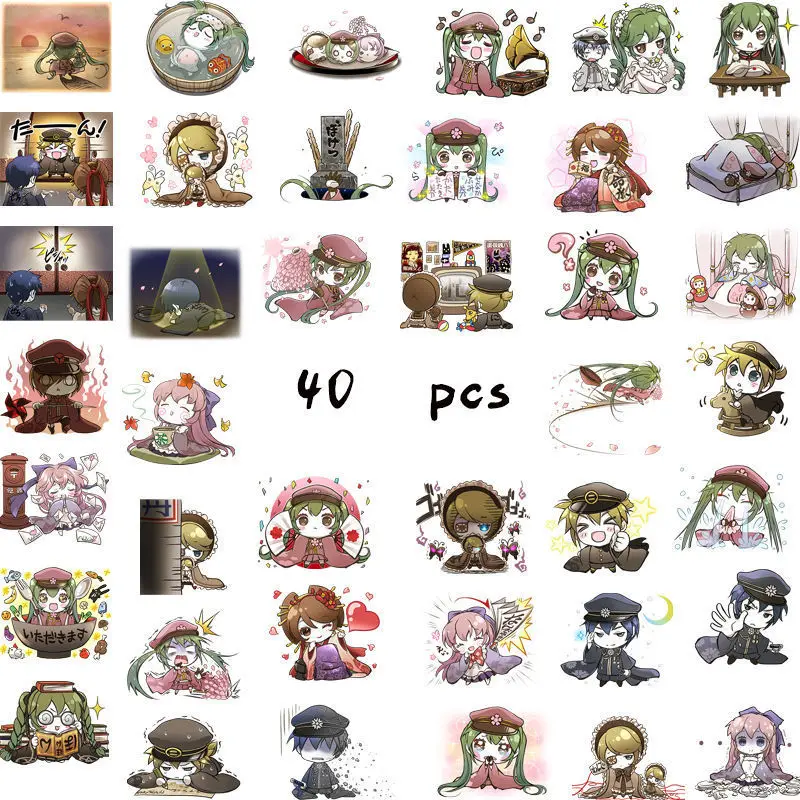 

40 PCS Hatsune Miku Stickers Anime Stickers Graffiti Waterproof Skateboard Motorcycle Guitar Luggage Laptop Bicycle Sticker