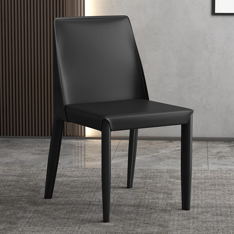 

Relaxing Nordic Lounge Dining Chair Minimalist Library Black Leather Dining Chair Unique Lounge Sandalyeler Postmodern Furniture