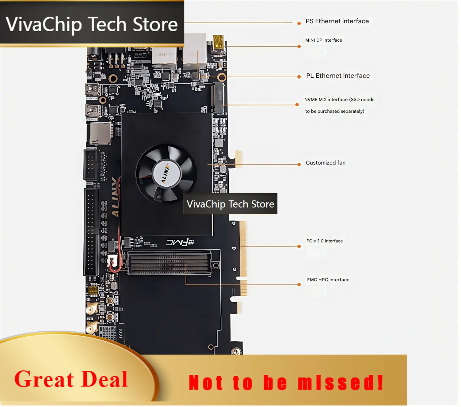 Фото Плата разработки VivaChip TechXilinx Zynq UltraScale+ MPSoC PCIE AI FPGA ZU7EV XCZU7EV Z7-P №1