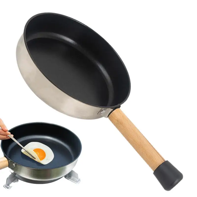 Сковорода Из Нержавеющей Стали с деревянной ручкой диаметр 20 5 см