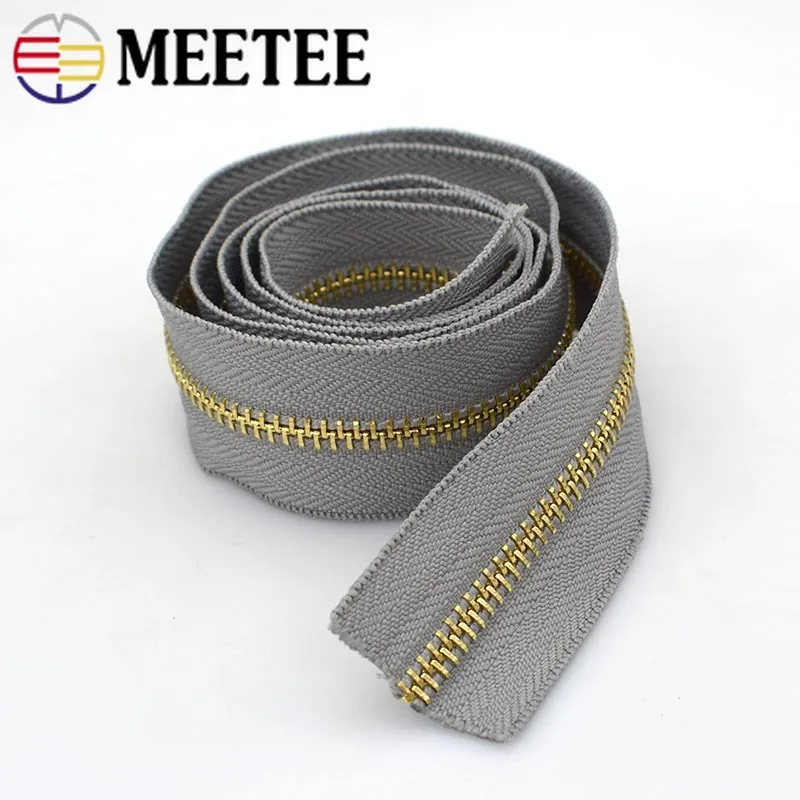 Металлические молнии Meetee 5 # 2/5 ярдов медные зубья для одежды сумок джинсов обуви