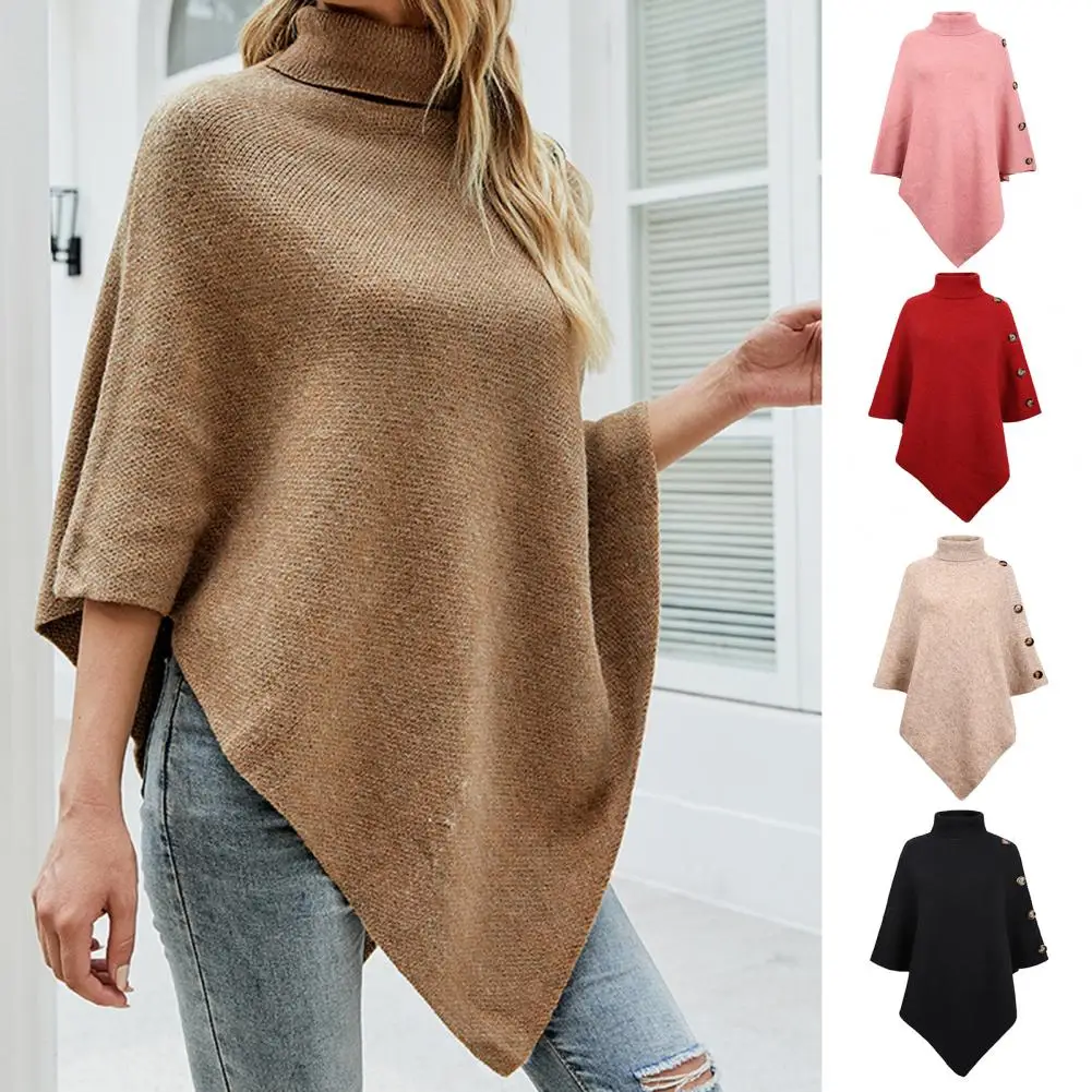 

Vintage Cape Coat Irregular Hem Autumn Winter Batwing Sleeve Irregular Hem Cape Coat Women Sweater Poncho Coat