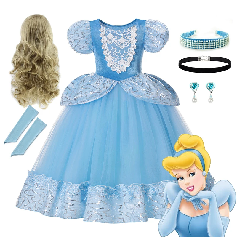 

Костюм принцессы Золушки Disney для девочек, платья для вечерние ринки, костюм на Хэллоуин для детей, платья для девочек, для очень элегантной в...